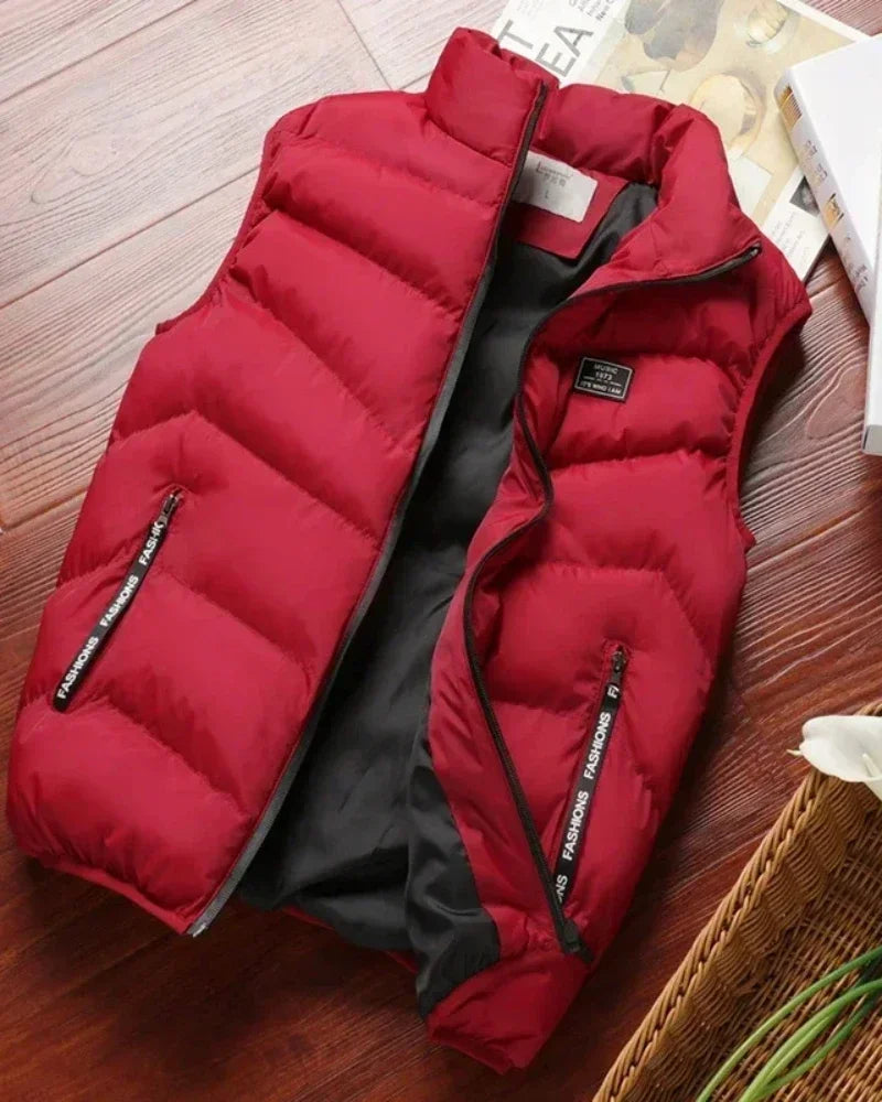 2024 New Puffer Sleeveless Coats Mens Solid Color Down Jacket Winter