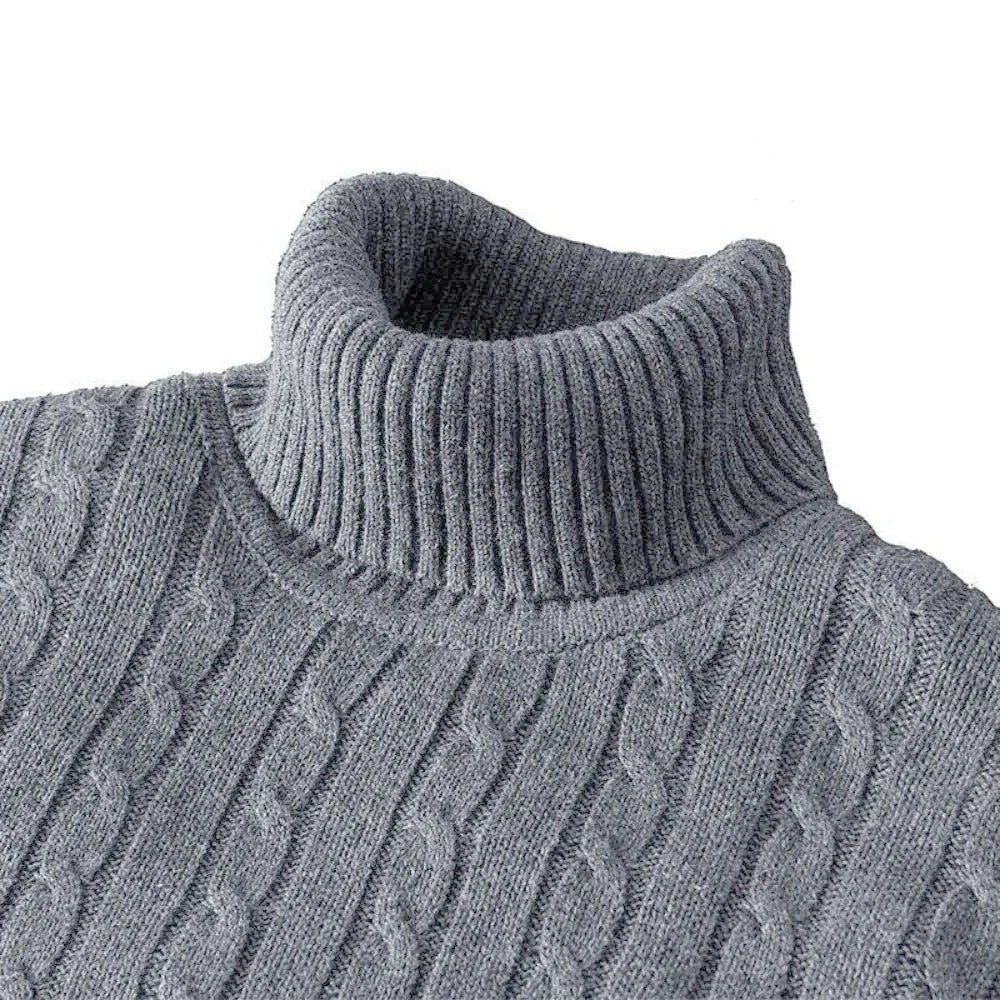 New Men's Turtleneck Sweater Solid Color High Neck Pullover Knitted
