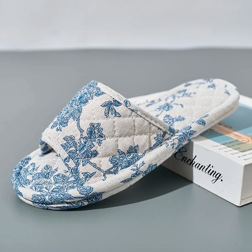 Home Slippers Soft Cotton Floral Floor Shoes Fashion Lightweight