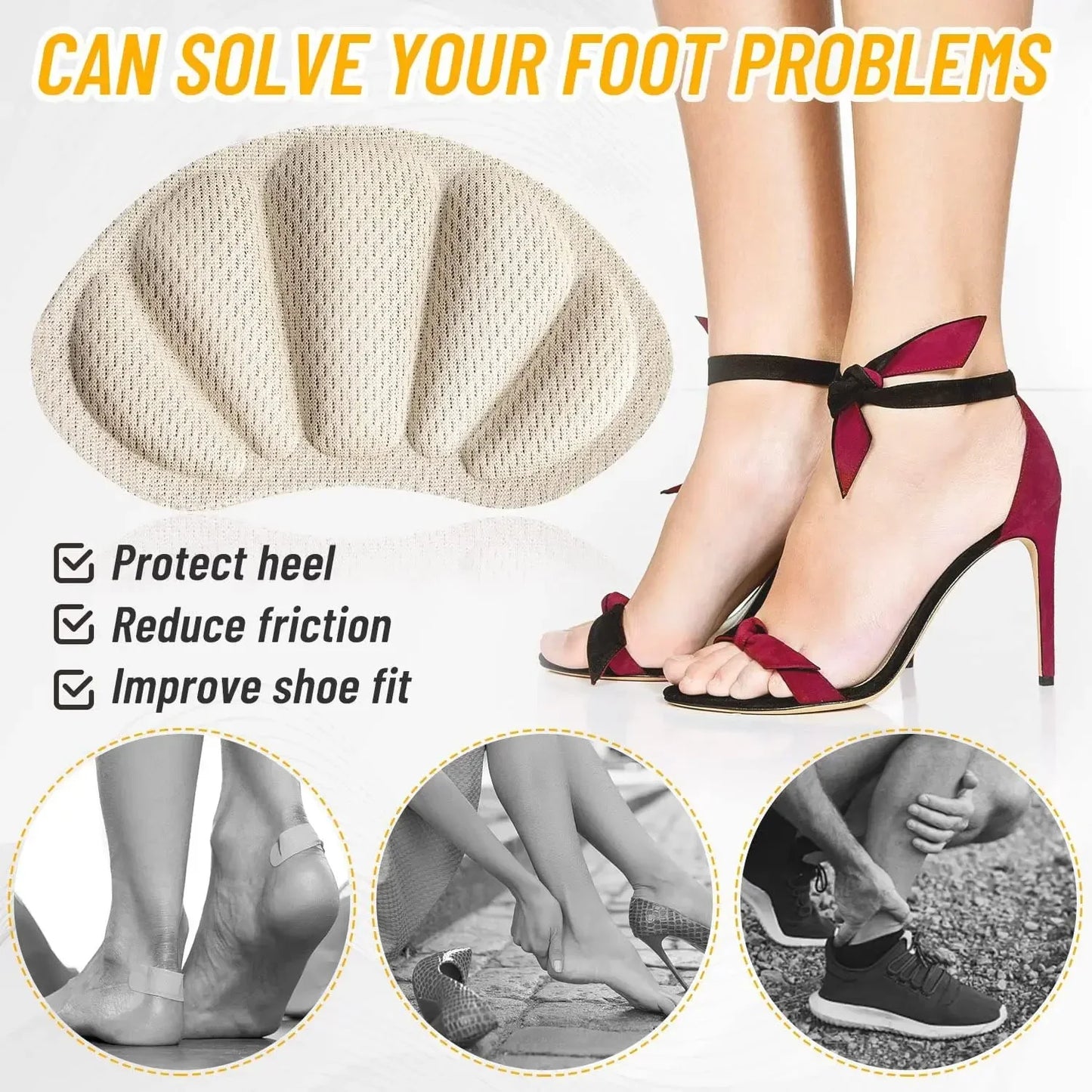 1/2Pair Heel Stickers Insoles Patch Anti-Pain Cushion Pads Heel Care