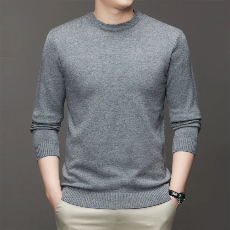 7 Colour Men's Round Neck Long Sleeved Solid Color Sweater Soft Warm