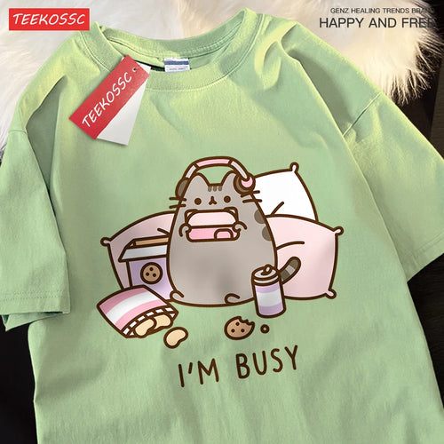 Sorry I'M Busy Cat Playing Games With Headphones Man T Shirt High