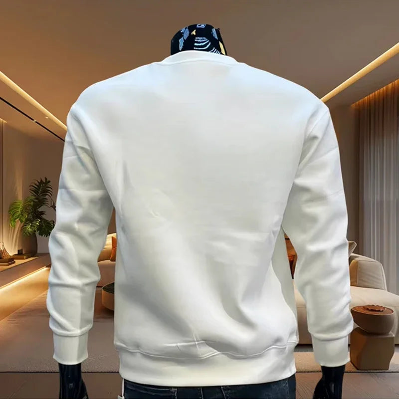 2025 Casual Fashion Men's O-Neck Hoodies High Grade Spring Autumn Warm