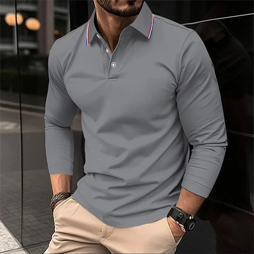 2025 Men's Summer Long Sleeve Lapel Polo Casual Breathable Comfortable