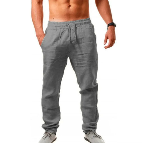 Spring/Summer New 9 Colors Men's Solid Color Cotton Linen Pants Autumn