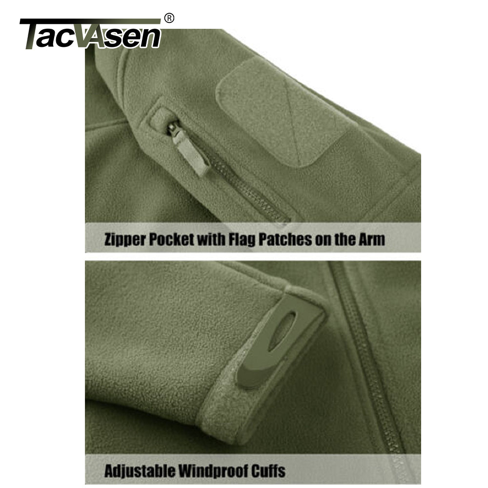 Tacvasen Full Zip Up Tactical Army Fleece Jacket Military Thermal Warm
