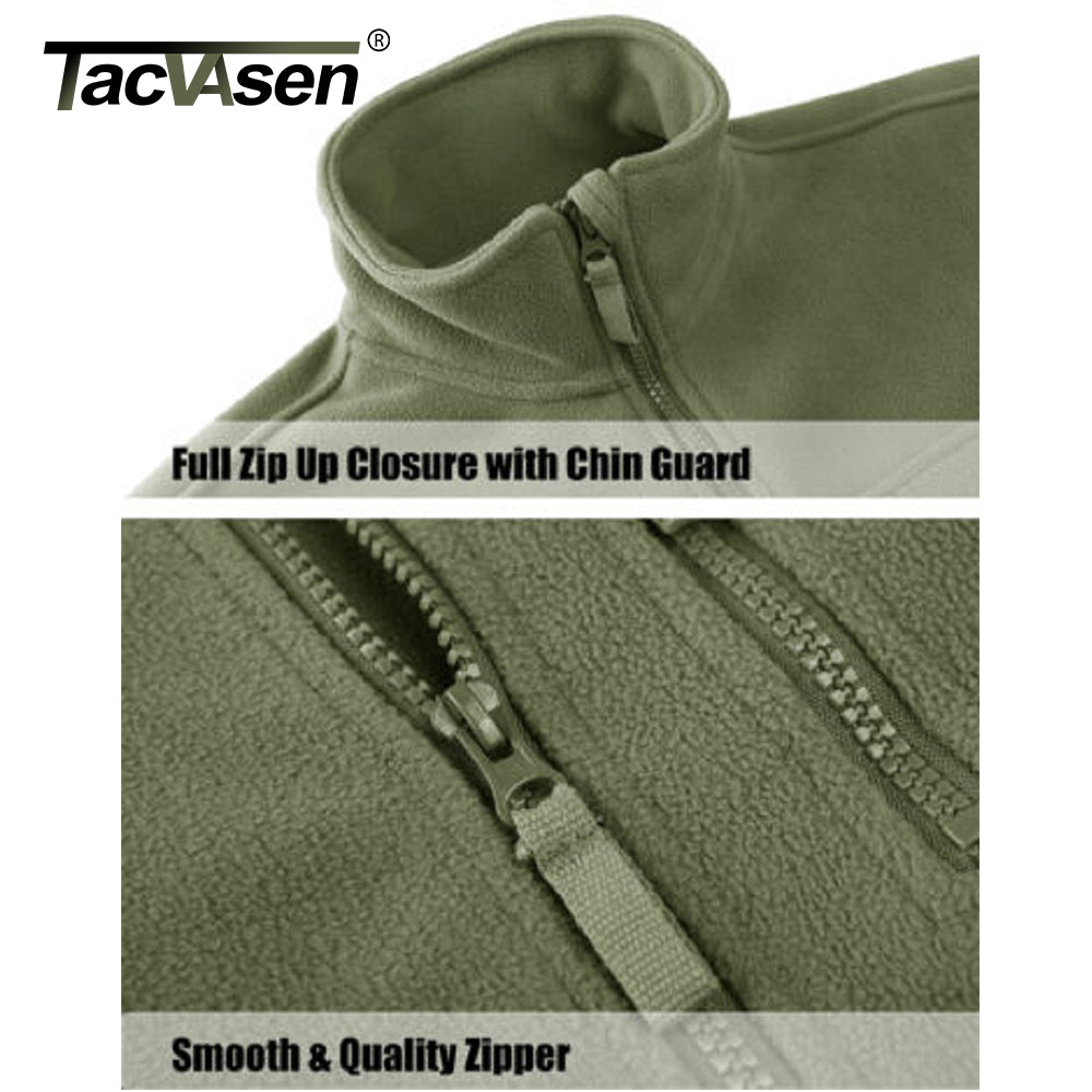 Tacvasen Full Zip Up Tactical Army Fleece Jacket Military Thermal Warm