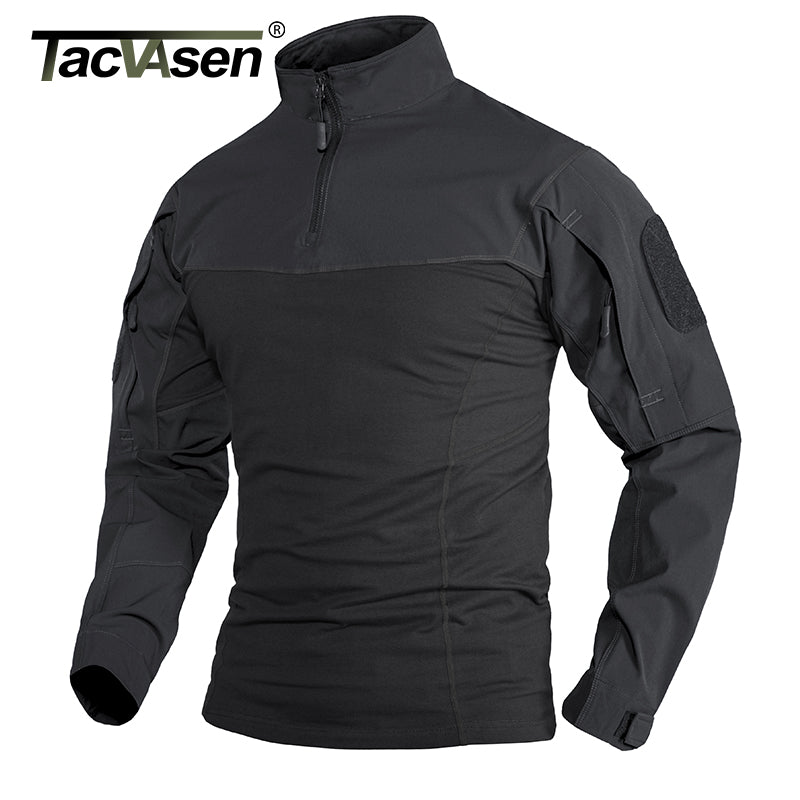 Tacvasen Military Assault T-shirts Mens Long Sleeve Crew-neck Airsoft