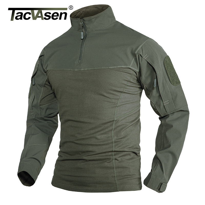 Tacvasen Military Assault T-shirts Mens Long Sleeve Crew-neck Airsoft
