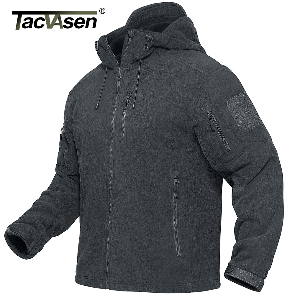Tacvasen Spring Winter Fleece Jacket With Hoodie Mens Tactical Fleece