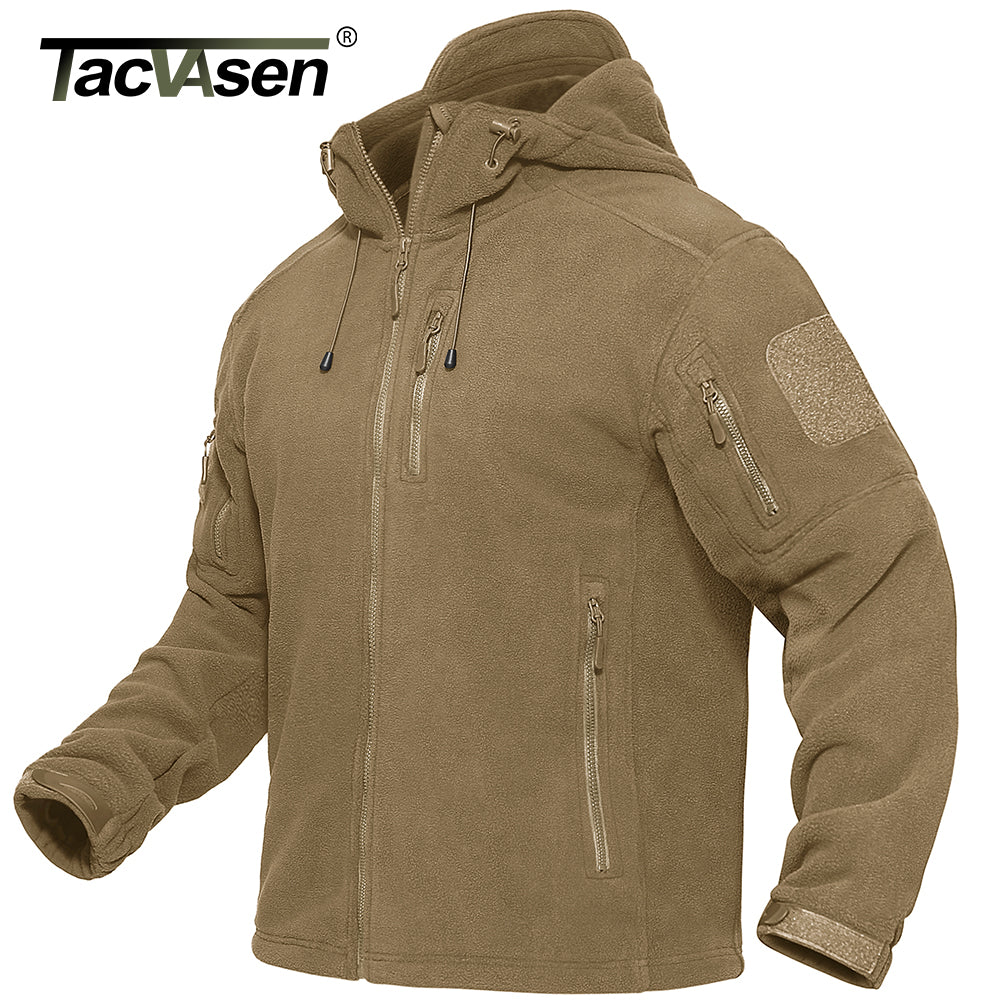 Tacvasen Spring Winter Fleece Jacket With Hoodie Mens Tactical Fleece