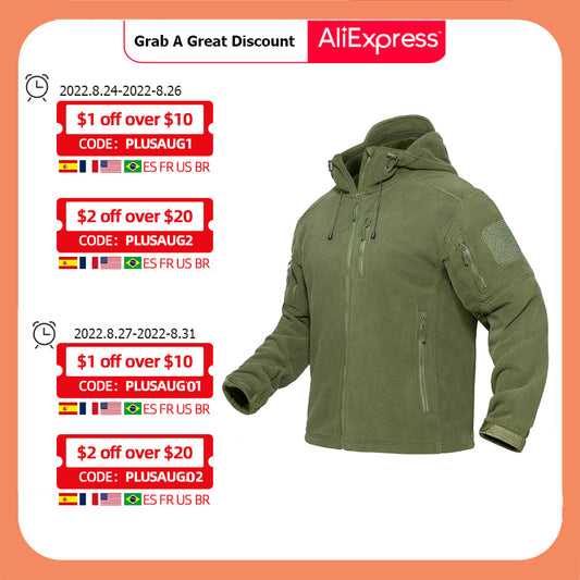 Tacvasen Spring Winter Fleece Jacket With Hoodie Mens Tactical Fleece