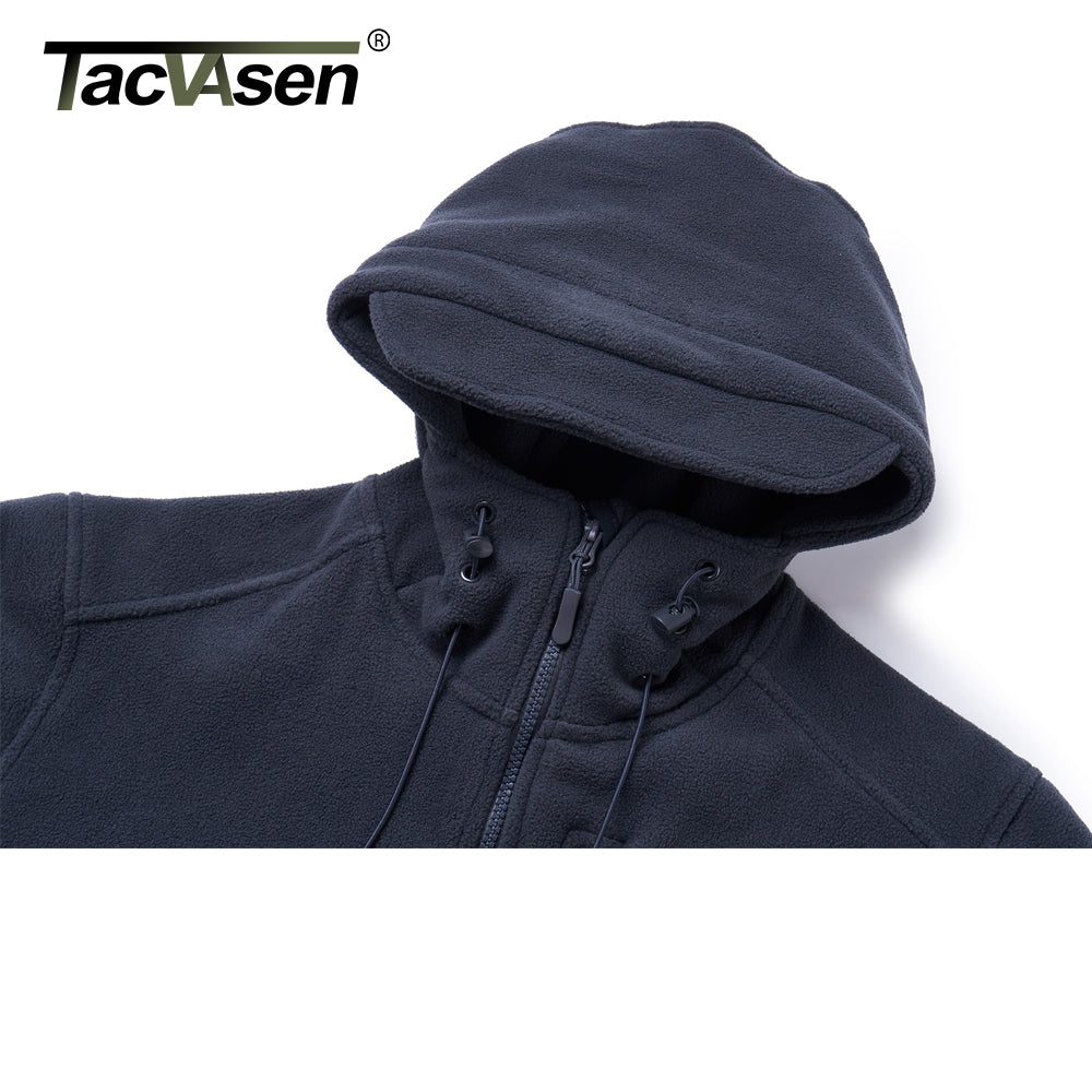 Tacvasen Spring Winter Fleece Jacket With Hoodie Mens Tactical Fleece