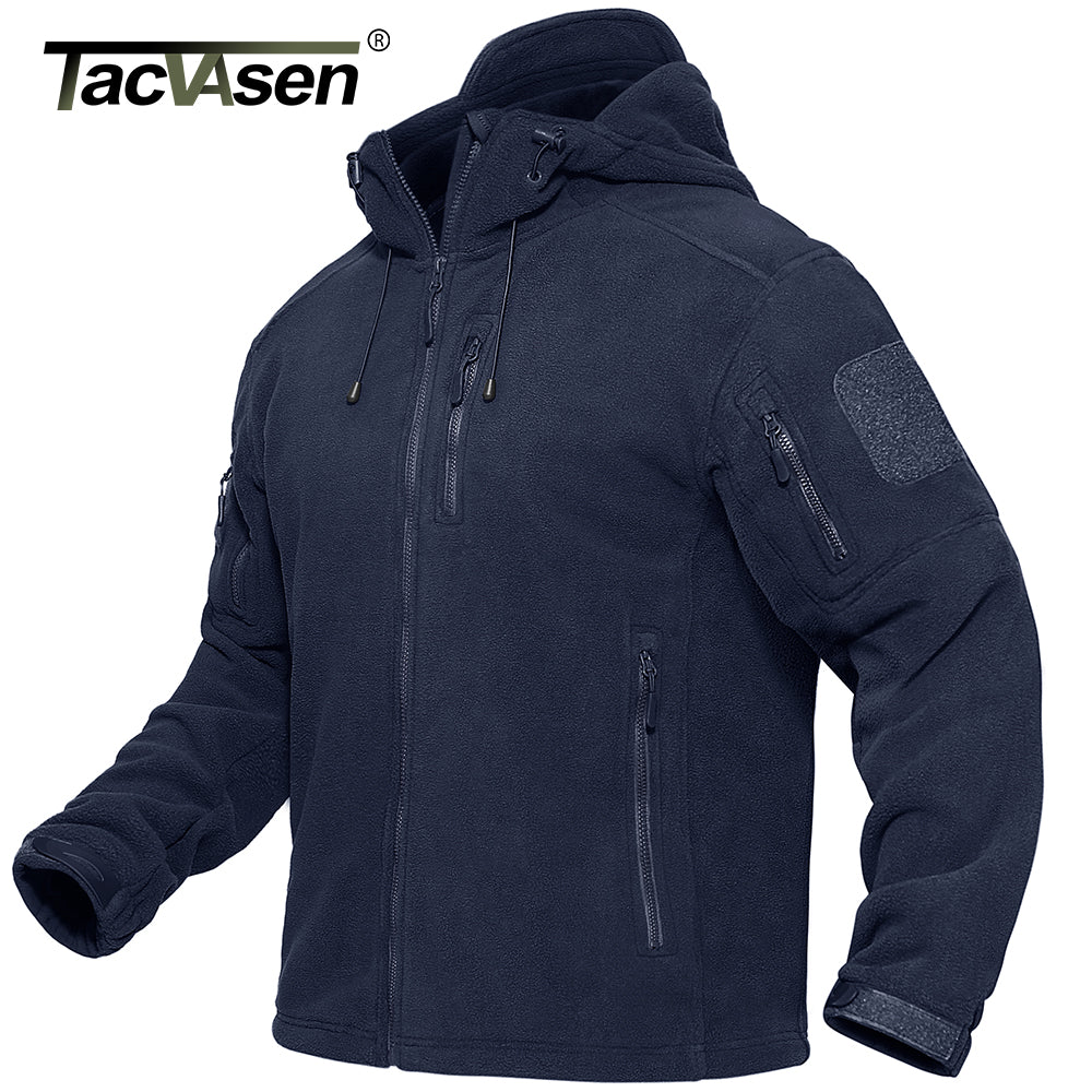 Tacvasen Spring Winter Fleece Jacket With Hoodie Mens Tactical Fleece
