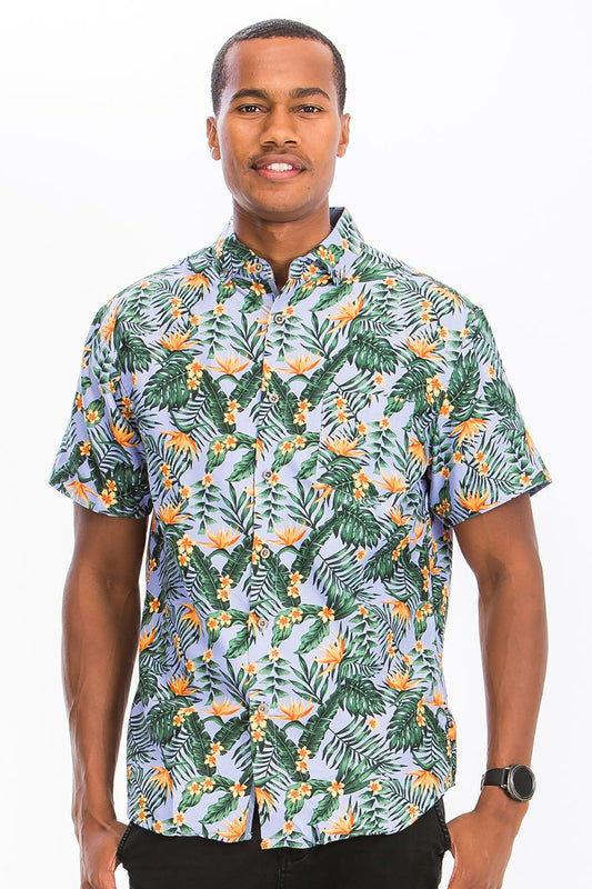 Hawaiian Print Button Down Shirt - Sample