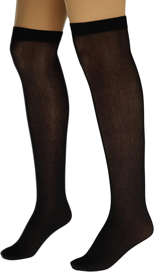 6 Pairs Women's Tear-Free Nylon Over The Knee Sheer Socks 70 Denier