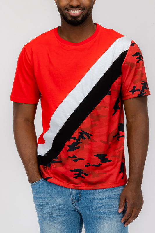 HALF CAMO COLOR BLOCK TSHIRT